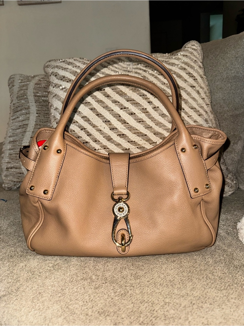 Dooney & Bourke Pebbled Leather Satchel - Camel Brown